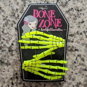 Halloween Bone Zone Bootiful Hair Barrettes Neon Yellow Goth Punk Emo